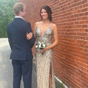 Elegant Silver Sequin Prom Dress
